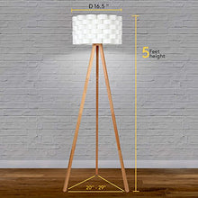 Load image into Gallery viewer, Tripod Floor Lamp - Mid Century Modern Standing Woven Drum Shade &amp; Natural Wood - EK CHIC HOME