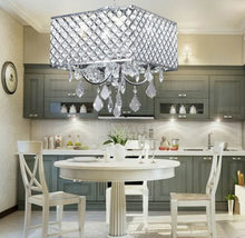 Load image into Gallery viewer, 4-Light Chrome Finish Square Metal and Crytal Shade Crystal Chandelier - EK CHIC HOME