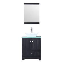 Load image into Gallery viewer, 24&quot; Black Bathroom Vanity Set Cabinet Top Round Ceramic Vessel Sink Faucet Combo with Mirror - EK CHIC HOME