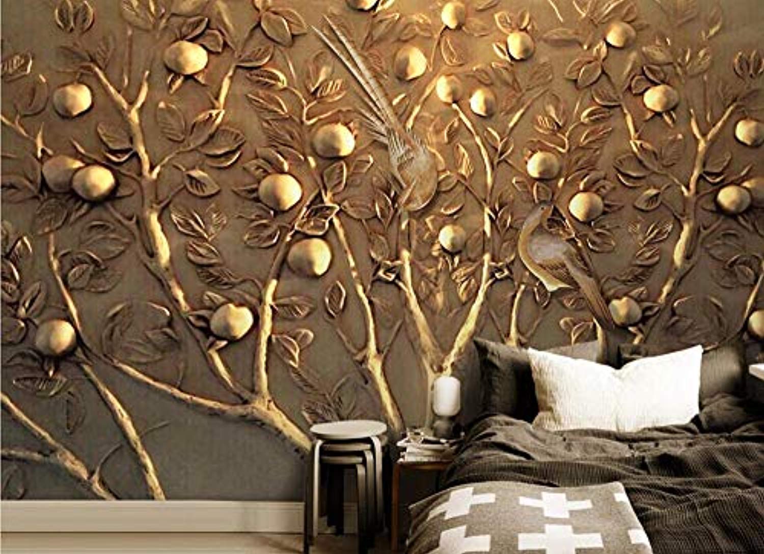 Wall Paper 3D Wallpapers Mural Golden Tree Geometric Art Photo