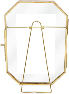 4x6 Vintage Style Octagon Brass & Glass, Metal Floating - EK CHIC HOME