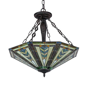 Inverted Ceiling Pendant Fixture with 25" Shade, 23.15 x 24.6 x 24.6, Multicolor - EK CHIC HOME