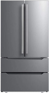 French Door Refrigerator Bottom Freezer 36" - Stainless Steel, 22.5 Cu - EK CHIC HOME