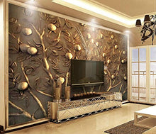 Load image into Gallery viewer, Wall Mural 3D Wallpaper Embossed Golden Tree Fruit Wall Decoration Art - EK CHIC HOME