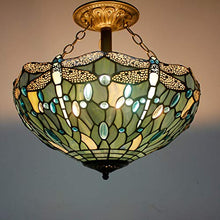 Load image into Gallery viewer, Tiffany Ceiling Fixture Lamp Semi Flush Mount 16 Inch Stained Glass Shade - EK CHIC HOME
