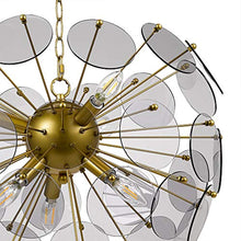 Load image into Gallery viewer, Modern Soft Gold Sputnik 6-Light Chandelier, 17&quot; With  Bulbs, Smoke Glass Petals - EK CHIC HOME