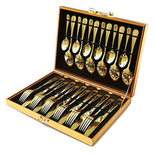 Load image into Gallery viewer, Gold Silverware Set,  24-Pieces Superior Stainless Steel Flatware Set, Service of 6 - EK CHIC HOME
