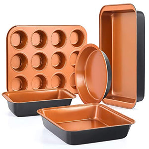 5-Piece Nonstick Copper Bakeware Set - EK CHIC HOME