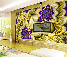 Load image into Gallery viewer, Wall Mural 3D Wallpaper Golden Pattern, Jewel, Purple FlowerWall Decoration Art - EK CHIC HOME