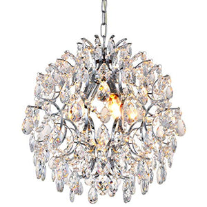 Modern Pendant Chandelier Crystal Raindrop Lighting Ceiling Light Fixture  D16 in x H18 in - EK CHIC HOME