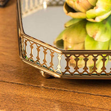 Load image into Gallery viewer, Vanity Tray with Square Metal Gold, 13.8” x 9.6” x 2.2” - EK CHIC HOME