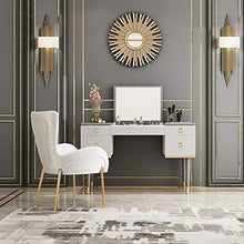Load image into Gallery viewer, Bedroom White Grey Makeup Vanity with Flip Top Mirror - EK CHIC HOME