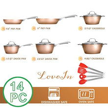 Load image into Gallery viewer, 14 pcs Non-Stick Cookware Set- Hammered -Dishwasher/Oven/Stovetop - EK CHIC HOME