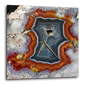 Quartzsite - Banded Agate - Orange and Gray Wall Clock, 15" x 15" - EK CHIC HOME