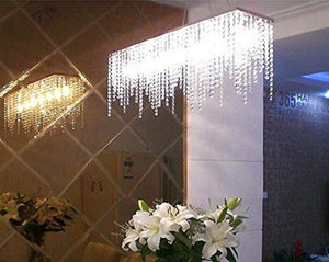Modern Linear Rectangular Island Dining Room Crystal Chandelier Lighting Fixture (Medium L32") - EK CHIC HOME