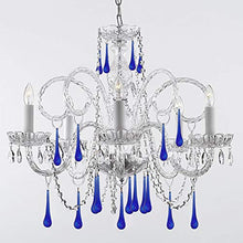 Load image into Gallery viewer, Swarovski Crystal Trimmed Blue Crystal Chandelier Chandeliers! H25&quot; X W24&quot; - EK CHIC HOME