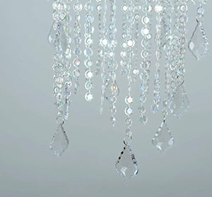2 Tiers 20.5" Tall Sparkling Iridescent Beaded Hanging Chandelier - EK CHIC HOME