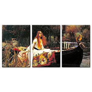 3 Panel World Famous Painting Reproduction on Canvas Wall Art - The Lady of Shalott by John William Waterhouse - EK CHIC HOME