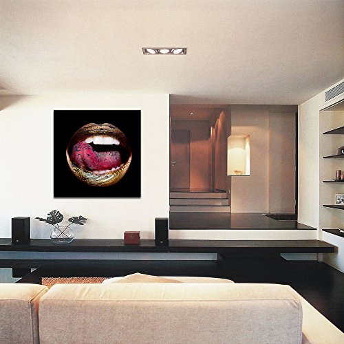 Modern Fashion Canvas Art Creative Women Golden Lip 24