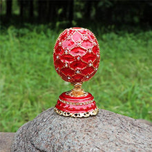 Load image into Gallery viewer, Hand-Painted Red Grid Egg-Shaped Jewelry Collectible Box - EK CHIC HOME