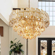 Load image into Gallery viewer, Gold Modern Crystal Chandelier - Light Fixture Lamp 24.5&#39;&#39; - EK CHIC HOME