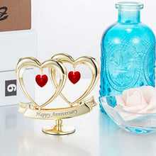 Load image into Gallery viewer, 24K Gold Plated Happy Anniversary Double Heart Figurine - EK CHIC HOME