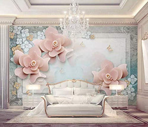 Floral Wallpaper Pink Rose Wall Mural Luxury Home Decor - EK CHIC HOME