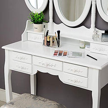 Load image into Gallery viewer, Vanity Table Set  with Mirror Stool  with 7 Drawers - EK CHIC HOME