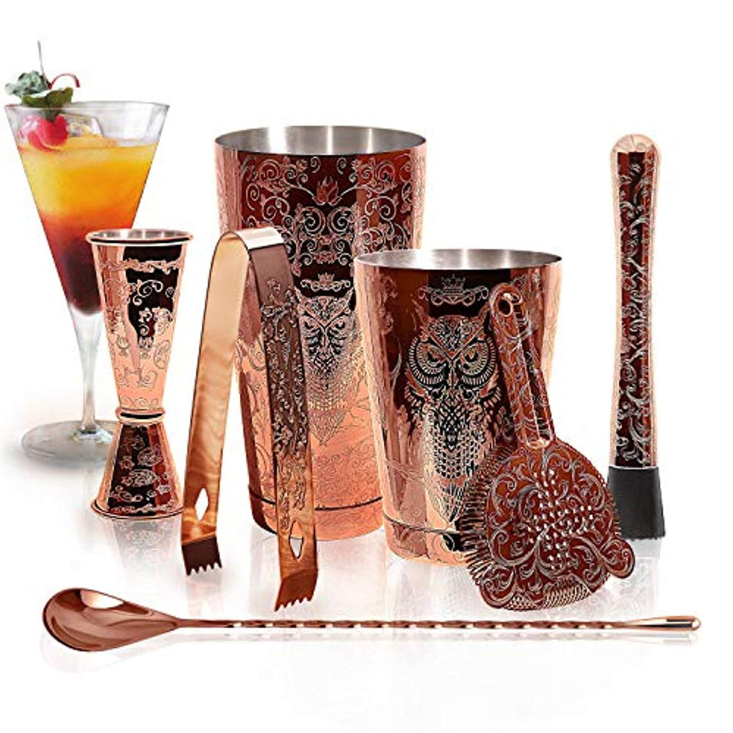 Bartender Kit Cocktail Shaker Set-6 Pieces Stainless Steel Copper - EK CHIC HOME