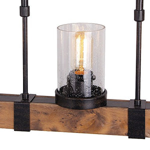 Metal Wood and Glass Chandelier Pendant Retro Rustic Loft Antique Lamp - EK CHIC HOME