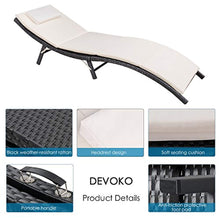 Load image into Gallery viewer, Devoko Patio Chaise Lounge Outdoor Rattan Patio Folding Lounge Chair with Cushion (Black) - EK CHIC HOME