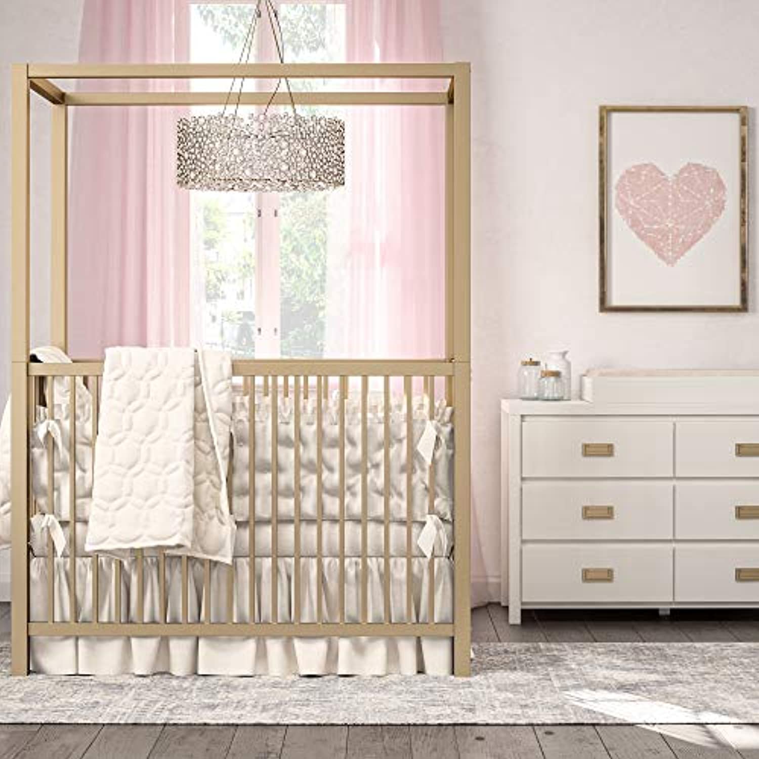 LUXE Monarch Hill Haven Metal Canopy Crib, Gold - Main Image