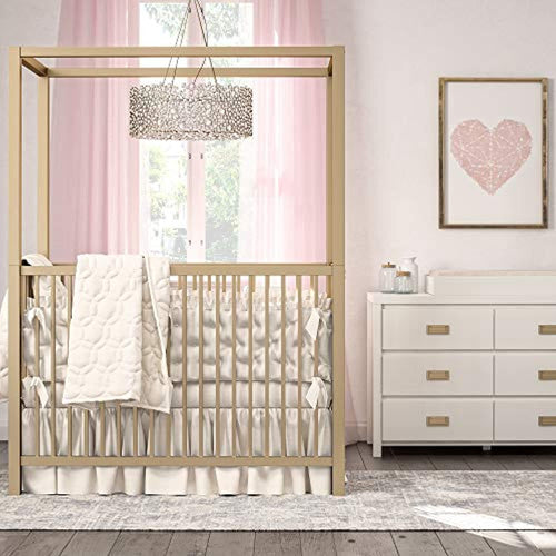 LUXE Monarch Hill Haven Metal Canopy Crib, Gold - EK CHIC HOME