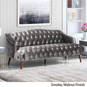 Modern Glam Tufted Velvet 3 Seater Sofa, - EK CHIC HOME