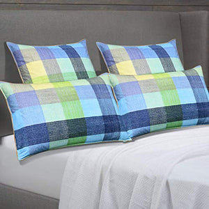 Pack of 2, Plaid Goose Feather and Down Pillow 100% Egyptian Cotton - EK CHIC HOME