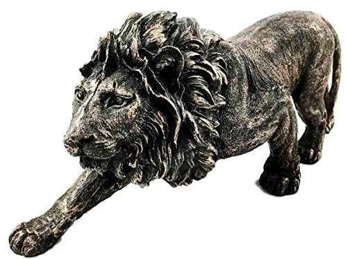 Collectible, The King of The Jungle Bronzed Lion Figurine Battle Attacking Stance Statue - EK CHIC HOME