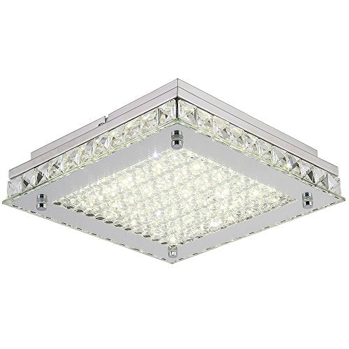 Dimmable LED Ceiling Lights, 10inch Glass Shade Crystal Flush Mount Ceiling Light - EK CHIC HOME