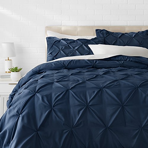 Pinch Pleat Comforter Set - Full/Queen Navy Blue - EK CHIC HOME