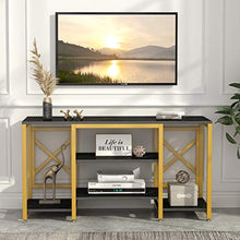 Load image into Gallery viewer, Gold TV Stand, Modern Entertainment Center Media Stand, 5 Shelf - EK CHIC HOME