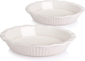 Ceramic Pie Dish for Baking, 9 Inches/ 47OZ Set of 2 - EK CHIC HOME