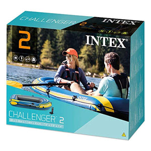 Challenger 2, 2-Person Inflatable Boat Set with French Oars and High Output Air Pump (Latest Model) - EK CHIC HOME