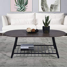 Load image into Gallery viewer, Coffee Table Wooden Industrial Feel Round Cocktail Table with Lower Metal Frame - EK CHIC HOME