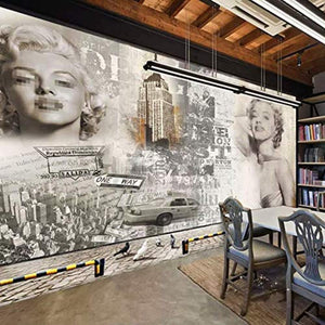 Marilyn Monroe Wallpaper Vintage Artistic  Wall Art - EK CHIC HOME