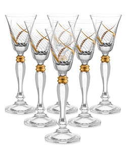 Crystal  Cordial Liquor Glasses, 7" Height, 2 oz,24K Gold - EK CHIC HOME