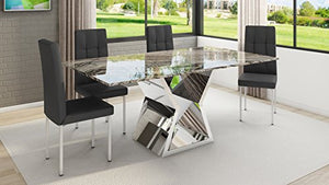 Chic Modern Dining Table with Marble Top and Chrome Base - EK CHIC HOME