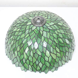 Tiffany Ceiling Fixture Lamp Semi Flush Mount 16 Inch Green Wisteria Stained Glass Shade - EK CHIC HOME