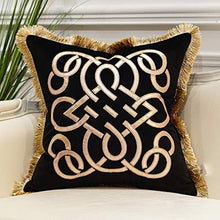 Load image into Gallery viewer, Pack of 2 Luxury Black Decorative Pillows with Tassels 20 x 20 - EK CHIC HOME