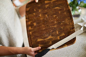 Luxury Chefs "Magnetic" Edge Grain Acacia Wood  Butchers Block With Juice Grooves - EK CHIC HOME