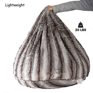 Faux Fur Bean Bag Chair Luxury and Comfy Big Beanless Bag Sponge Filling, 3 ft, - EK CHIC HOME
