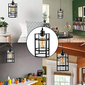 Plug in Industrial Pendant Light Fixture with 16.4 Ft Hanging Cord - EK CHIC HOME
